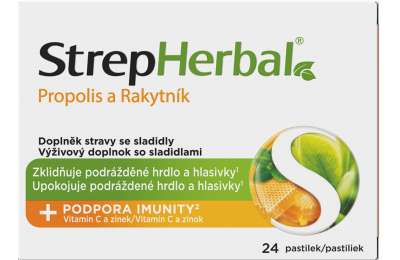 StrepHerbal Propolis a Rakytník 24 pastilek